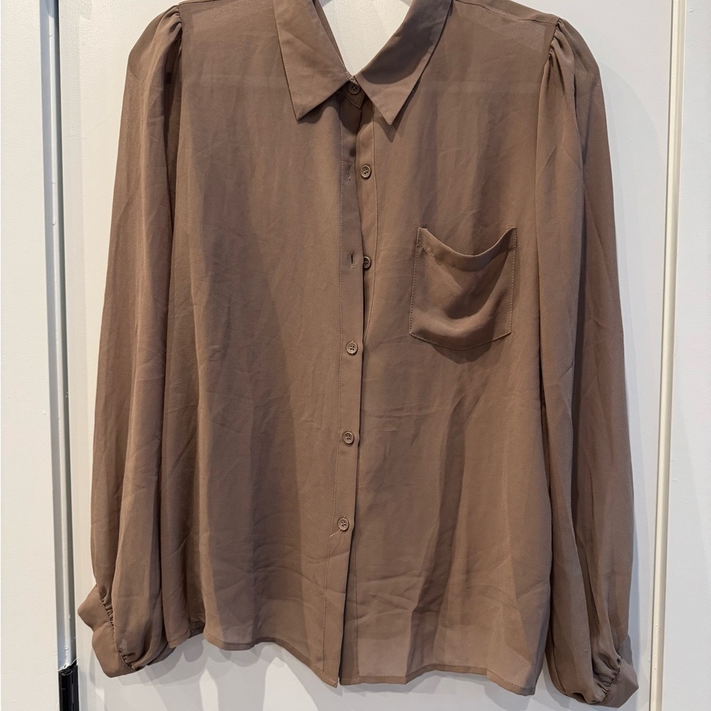 Chic Brown Button-Up Blouse